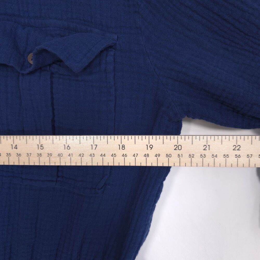 MADEWEL Blue 100% Cotton Jumpsuit Utility Button Front Pockets Women's 14 - Picture 4 of 15